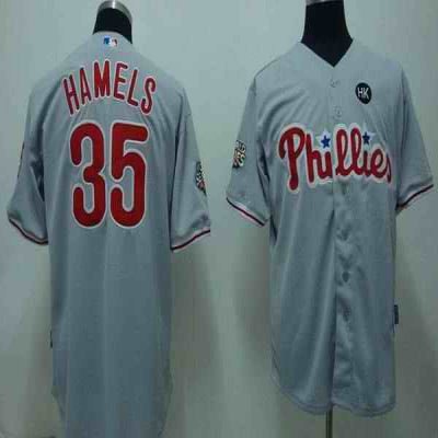 Phillies #35 Colbert Hamels Stitched Grey MLB Jersey