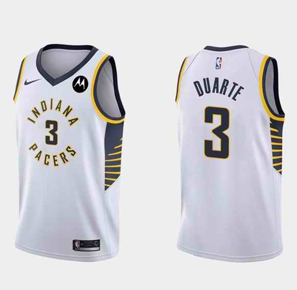 Men's Indiana Pacers #3 Chris Duarte White Association Edition Swingman Stitched Jersey