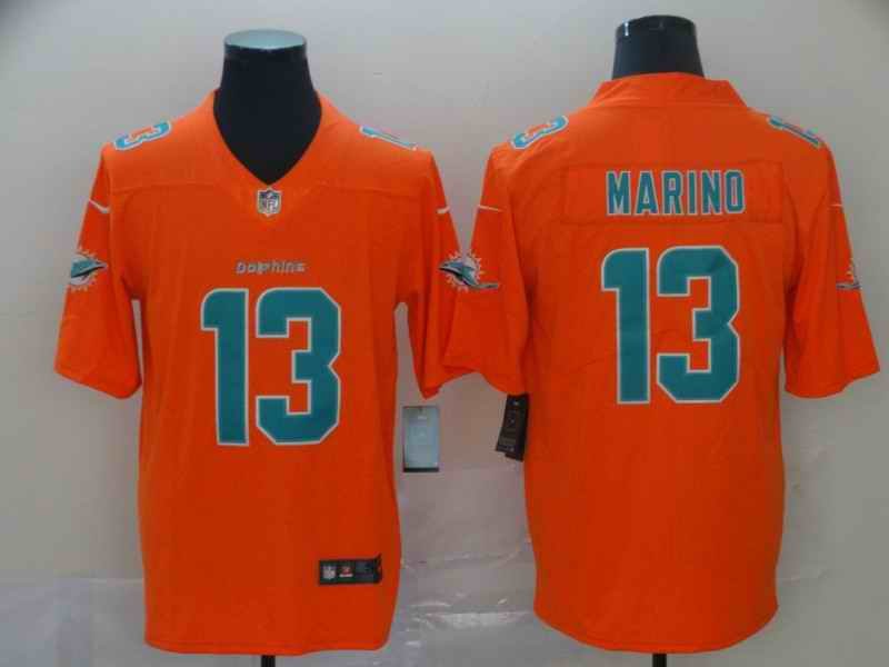 Men's Miami Dolphins  #13 Dan Marino Orange Inverted Legend Stitched NFL Jersey