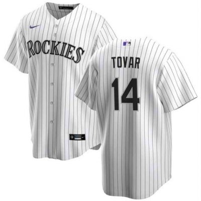 Men's Colorado Rockies #14 Ezequiel Tovar White Cool Base Stitched Baseball Jersey