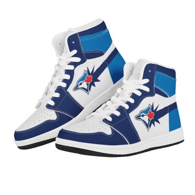 Men's Toronto Blue Jays High Top Leather AJ1 Sneakers 001