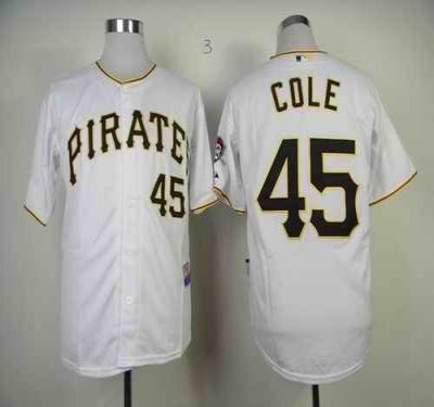 Pirates #45 Gerrit Cole White Cool Base Stitched MLB Jersey