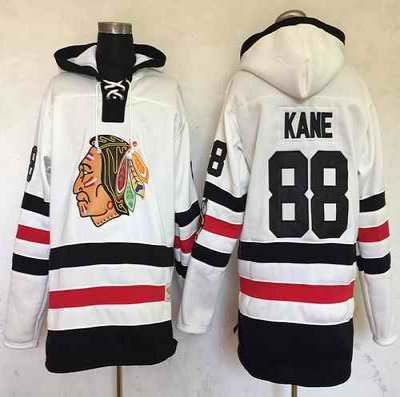 Blackhawks #88 Patrick Kane White Sawyer Hooded Sweatshirt 2017 Winter Classic Stitched NHL Jersey