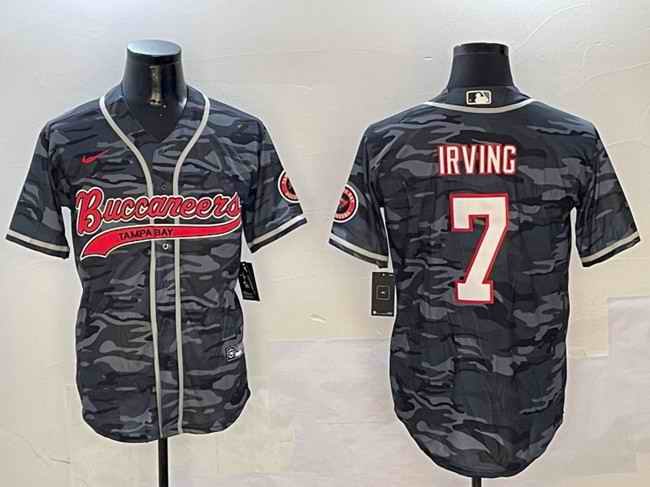 Men's Tampa Bay Buccaneers #7 Bucky Irving Grey Camo Cool Base Stitched Baseball Jersey