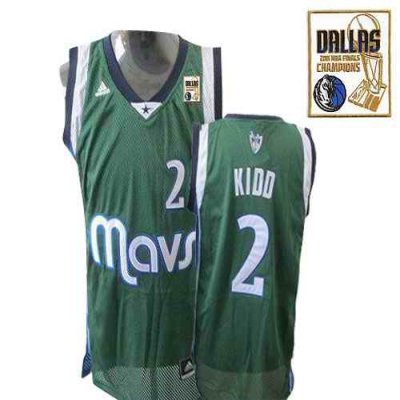 Mavericks 2011 Champion Patch #2 Jason Kidd Green Revolution 30 Stitched NBA Jersey