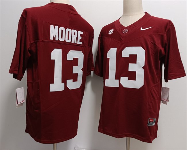 Men's Alabama Crimson Tide #13 Malachi Moore Red F.U.S.E  Stitched Football Jersey