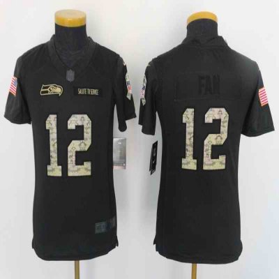 Youth Seattle Seahawks #12 Fan Black Salute to Service Limited Stitched NFL Jersey