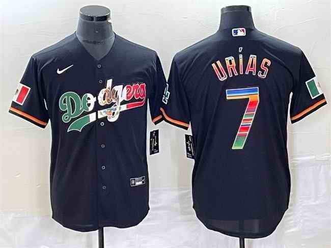 Men's Los Angeles Dodgers #7 Julio Ur'as Black Mexico Cool Base Stitched Jersey