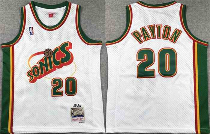 Youth Oklahoma City Thunder #20 Gary Payton White Stitched Basketball  Jersey