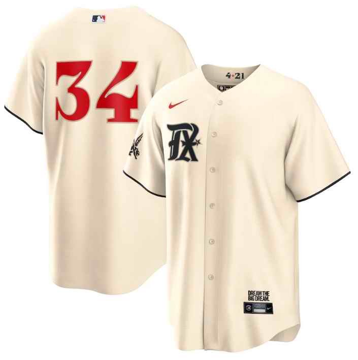 Men's Texas Rangers #34 Nolan Ryan Cream 2023 City Connect Stitched Baseball  Jersey