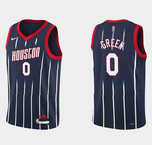 Men's Houston Rockets #0 Jalen Green 2021/22 City Edition 75th Anniversary Navy  Stitched Basketball Jersey