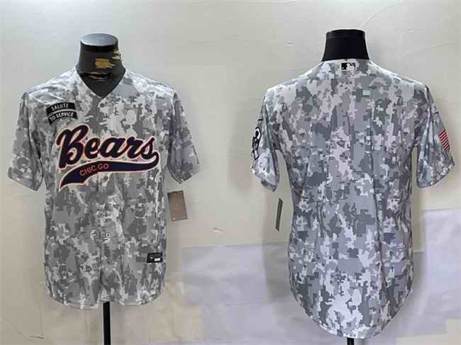 Men's Chicago Bears Blank 2024 Arctic Camo Salute to Service Stitched Baseball Jersey