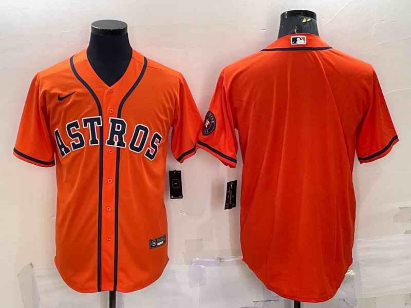 Men's Houston Astros Blank Orange With Patch Cool Base Stitched Jersey