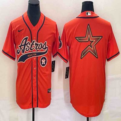 Men's Houston Astros Orange Team Big Logo With Patch Cool Base Stitched Baseball Jersey