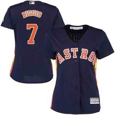 Women's Houston Astros #7 Craig Biggio Navy Cool Base Stitched MLB Jersey(Run Small)