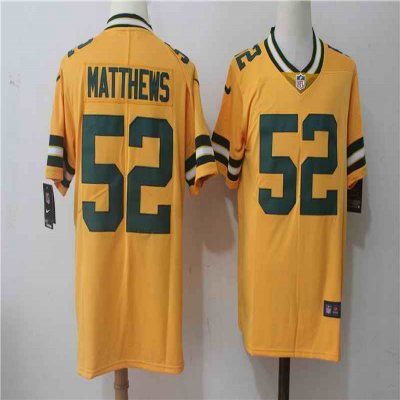 Men's Nike Green Bay Packers #52 Clay Matthews Yellow Stitched NFL Limited Rush Jersey