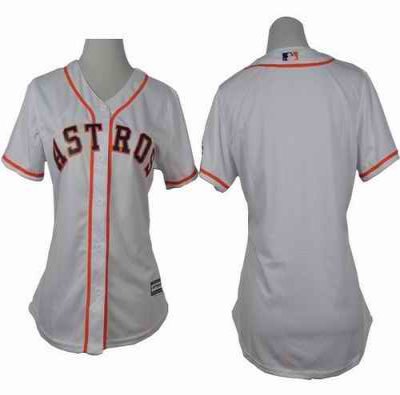 Astros Blank White Home Women's Stitched MLB Jersey