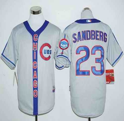 Cubs #23 Ryne Sandberg Grey Cooperstown Stitched MLB Jersey