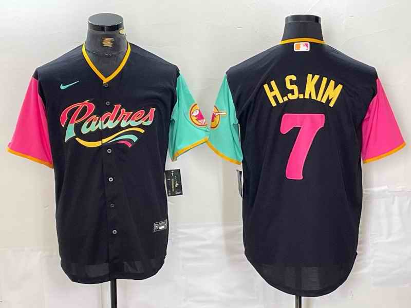 Men's San Diego Padres #7 Ha-Seong Kim Black City Connect Cool Base Stitched Baseball Jersey