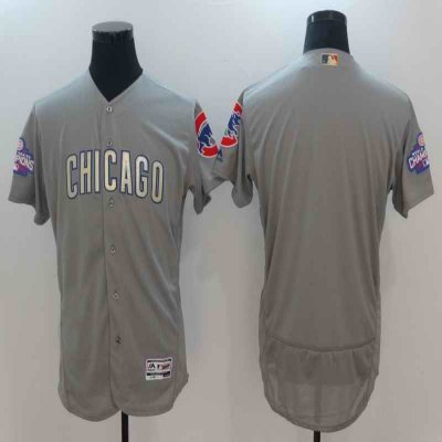 Men's Chicago Cubs Blank Gray World Series Champions Gold Program Flexbase Stitched MLB Jersey