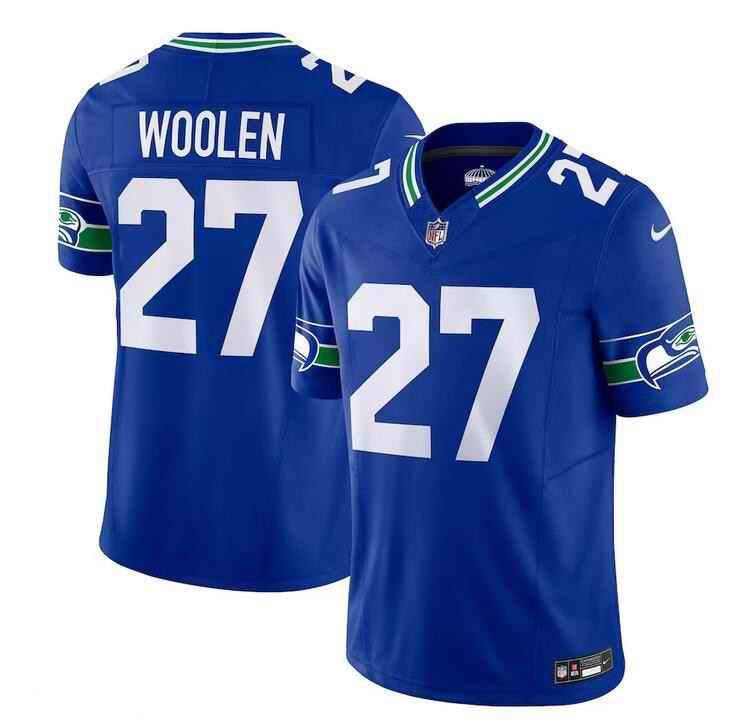 Men's Seattle Seahawks #27 Tariq Woolen Royal Throwback Vapor F.U.S.E. Limited Stitched Football Jersey