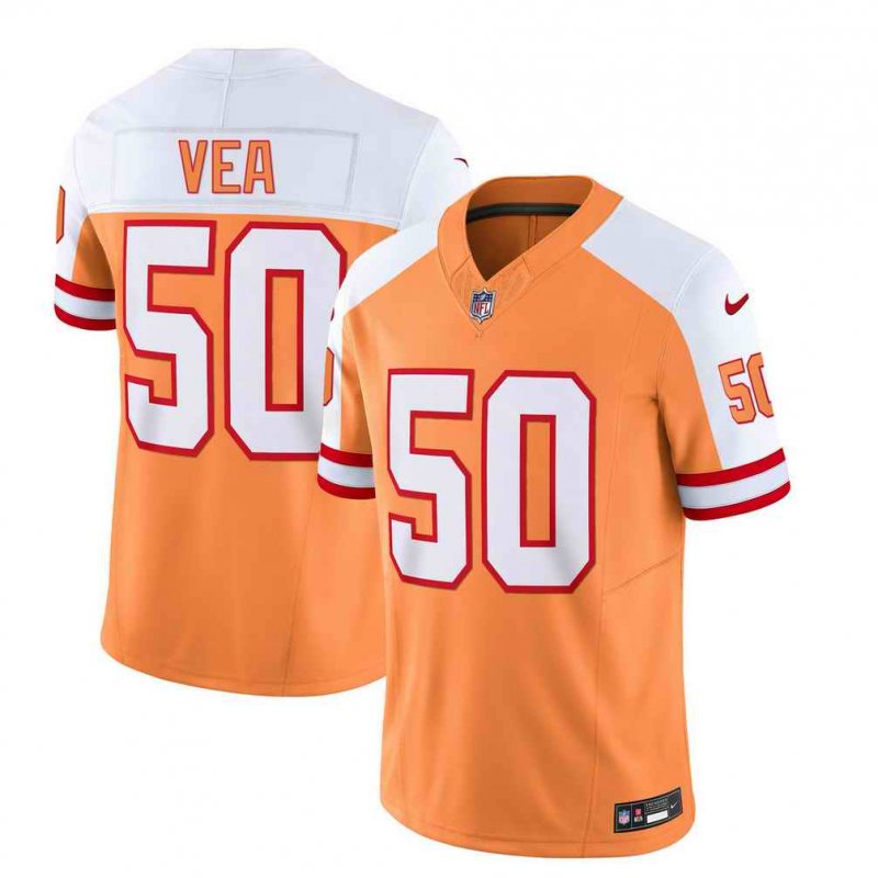 Men's Tampa Bay Buccaneers #50 Vita Vea 2023 F.U.S.E. White/Gold Throwback Limited Stitched Jersey