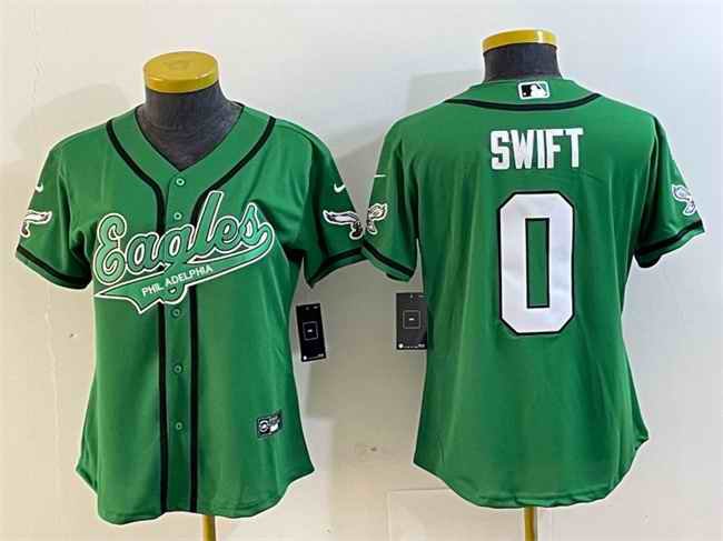 Youth Philadelphia Eagles #0 D'andre Swift Green Cool Base Stitched Baseball Jersey