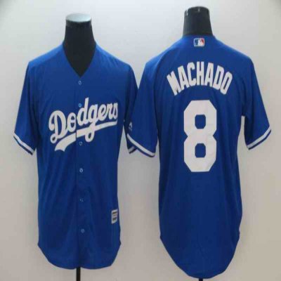 Men's Los Angeles Dodgers #8 Manny Machado Royal Cool Base Player Stitched MLB Jersey