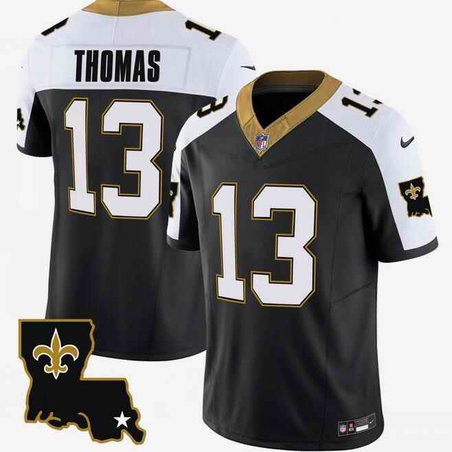 Men's New Orleans Saints #13 Michael Thomas Black White 2023 F.U.S.E. 1987 Legacy Vapor Stitched Jersey