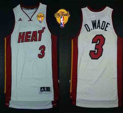 Heat #3 Dwyane Wade White Nickname D.WADE Finals Patch Stitched NBA Jersey