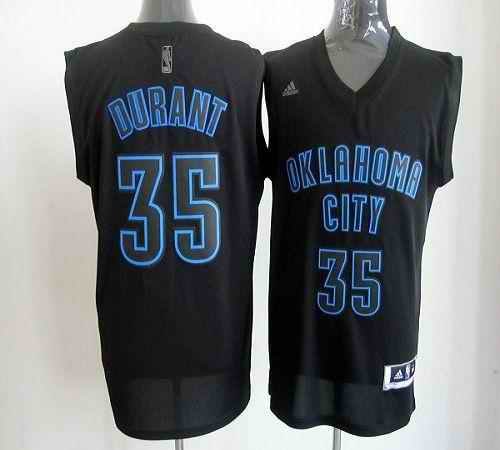 Thunder #35 Kevin Durant Black on Black Stitched NBA Jersey