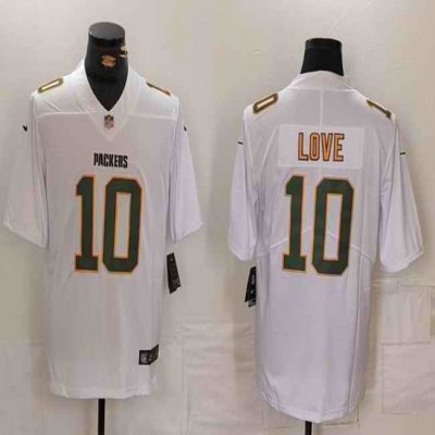 Men's Green Bay Packers #10 Jordan Love White Fashion Vapor Limited Stitched Football Jersey