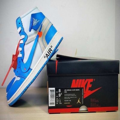 Men's Running Weapon Air Jordan 1 White/Blue Shoes 0343