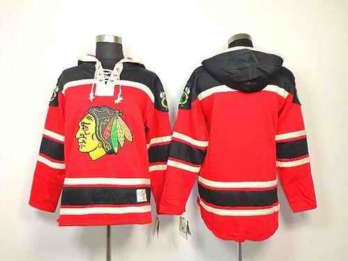 Blackhawks Blank Red Sawyer Hooded Sweatshirt Stitched NHL Jersey