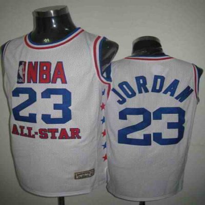 Bulls #23 Michael Jordan Stitched White 1985 All star Mitchell&Ness NBA Jersey