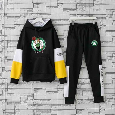 Men's Boston Celtics Gold 2019 Black Tracksuits Hoodie Suit