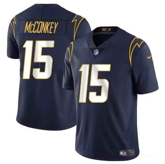 Men's Los Angeles Chargers #15 Ladd McConkey Navy 2024 Draft Vapor Limited Stitched Football Jersey