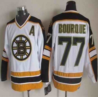 Bruins #77 Ray Bourque White/Black CCM Throwback Stitched NHL Jersey