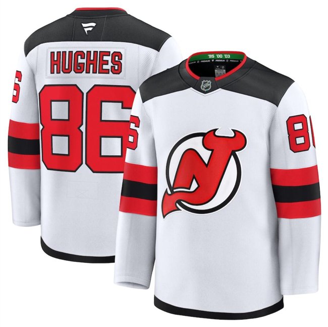 Men's New Jersey Devils Active Player Custom White 2024-25 Away Stitched Hockey Jersey