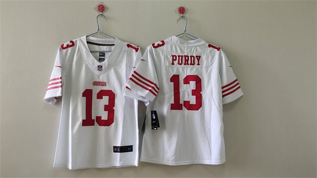 Women's San Francisco 49ers #13 Brock Purdy White Vapor Stitched Jersey(Run Small)