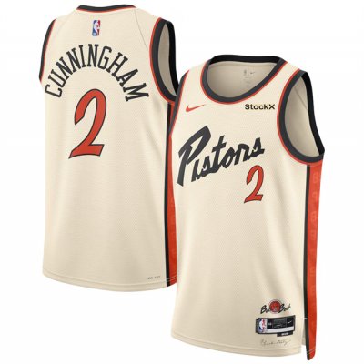 Men's Detroit Pistons #2 Cade Cunningham Cream 2024/25 City Edition Stitched Basketball Jersey