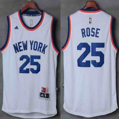 Knicks #25 Derrick Rose New White Stitched NBA Jersey