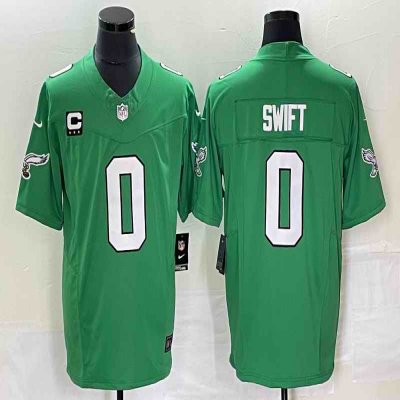 Men's Philadelphia Eagles #0 D'andre Swift Green 2023 F.U.S.E. With 3-star C Patch Vapor Untouchable Stitched Football Jersey