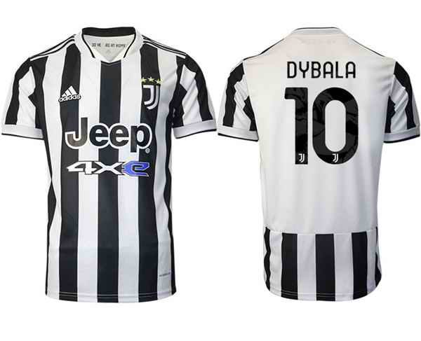 Men's Juventus #10  Paulo Dybala White/Black Home Soccer Jersey