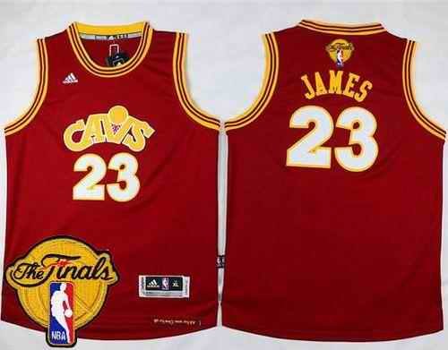 Cavaliers #23 LeBron James Red Wine Alternate Climacool The Finals Patch Stitched Youth NBA Jersey