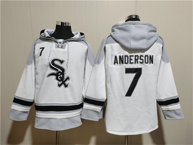 Men's Chicago White Sox #7 Tim Anderson White Ageless Must-Have Lace-Up Pullover Hoodie