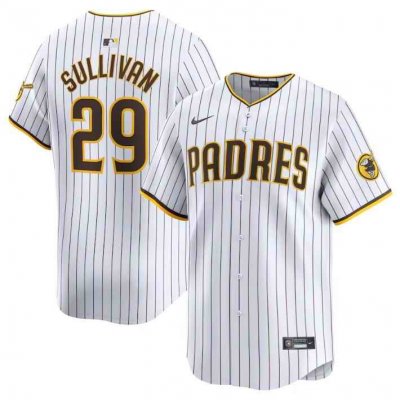 Men's San Diego Padres #29 Brett Sullivan White 2024 Home Limited Stitched Baseball Jersey