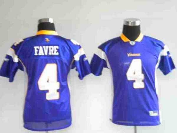 Vikings #4 Brett Favre Purple Stitched Youth NFL Jersey