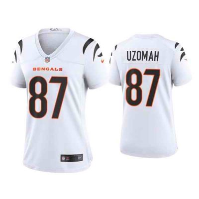 Women's Cincinnati Bengals #87 C.J. Uzomah 2021 New White Vapor Limited Stitched Jersey(Run Small)