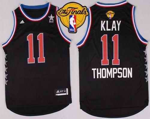 Warriors #11 Klay Thompson Black 2015 All Star The Finals Patch Stitched NBA Jersey